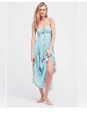 Free People Beau Floral Light Blue Floral Midi Dress
